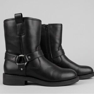 DV by Dolce Vita Black Leather Moto Harness Boots NWOB